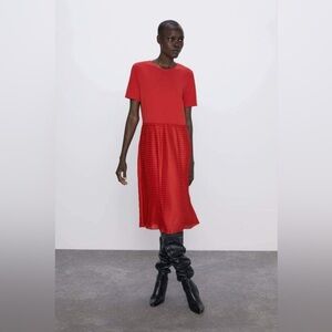 Zara Vibrant Red Midi Dress size XL ❤️